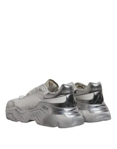 Pre-owned Dolce & Gabbana White Silver Daymaster Low Top Sneakers Women's Shoes ()