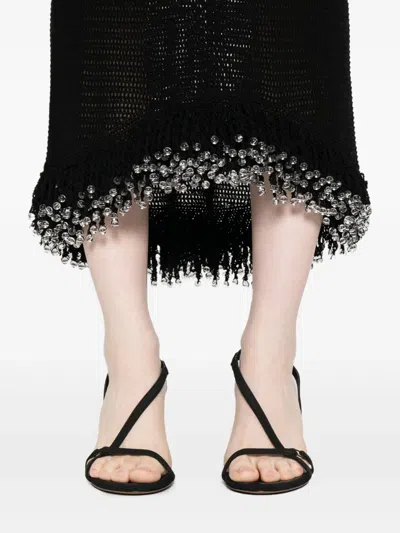 Paris Georgia Beaded Fringed Midi Dress In Black
