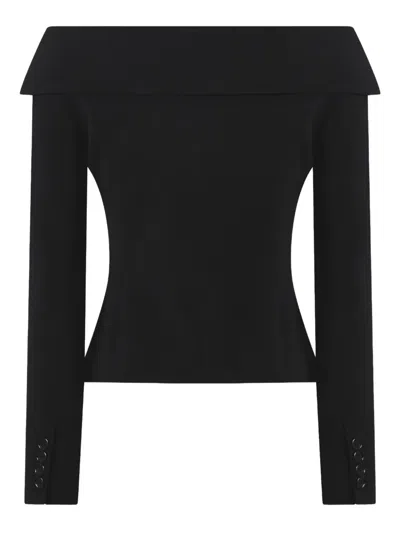Pinko Antonina Black Jacket With Off-shoulder Neckline In Tech Fabric Woman In Black