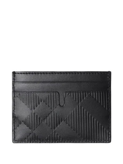 Burberry Check-pattern Leather Cardholder In Black
