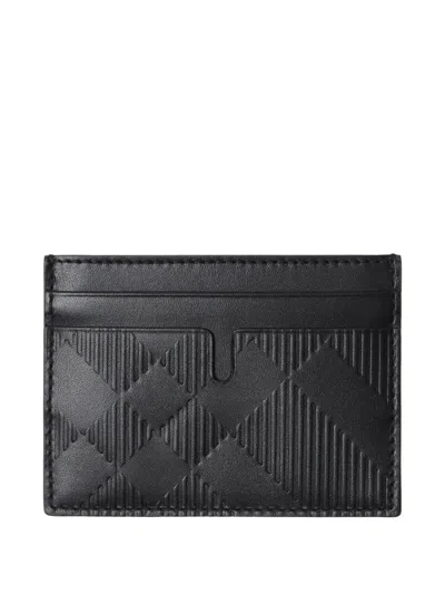 Burberry Check-pattern Leather Cardholder In Black