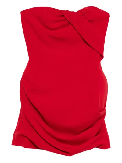 Magda Butrym Structured Corset Mini Dress With Draped Design In Red