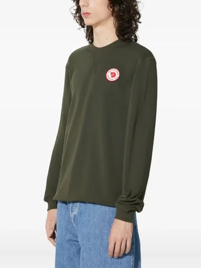 Fjall Raven Logo Patch Crew Neck Sweatshirt In Green