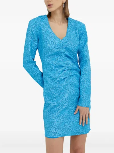 花卉缩褶连衣裙