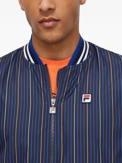 Fila Striped Logo Jacket In Blue
