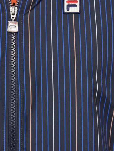 Fila Striped Logo Jacket In Blue