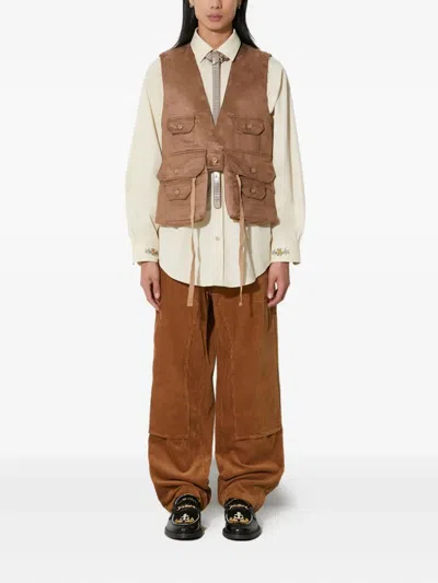 Engineered Garments Buttoned Multi-pocket Gilet In Brown