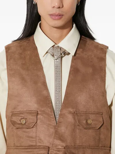 Engineered Garments Buttoned Multi-pocket Gilet In Brown