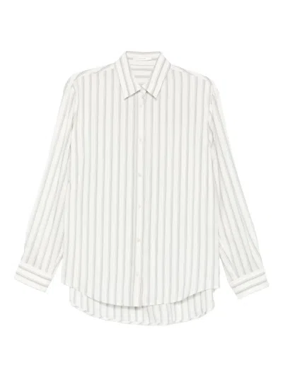 The Row Eirlys Striped Silk Button-down Shirt In White