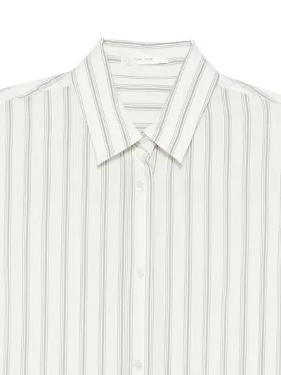 The Row Eirlys Striped Silk Button-down Shirt In White