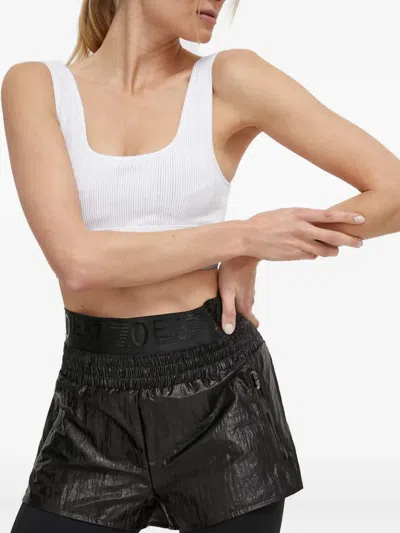 Ea7 Logo-waistband Shorts In Black