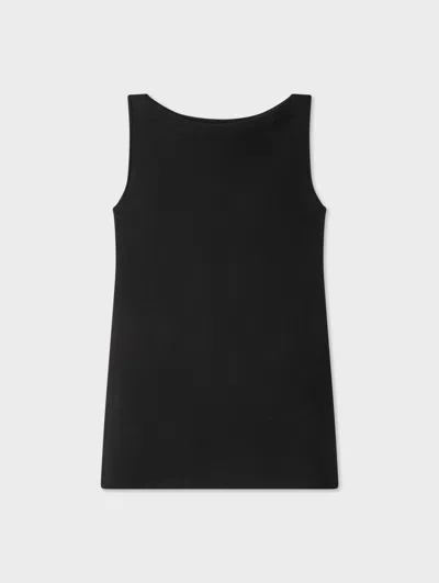 White & Warren Superfine Cotton Sleeveless Top In Black In Black