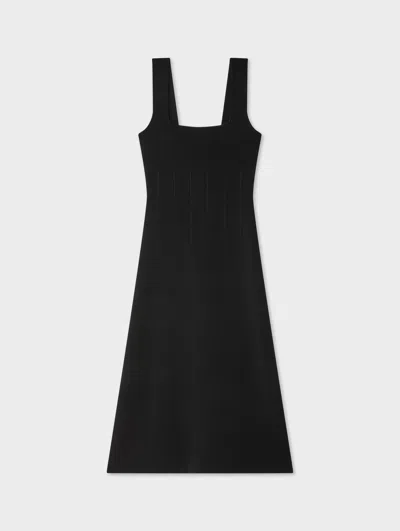 White & Warren Paperfine Midi Dress In Black In Black