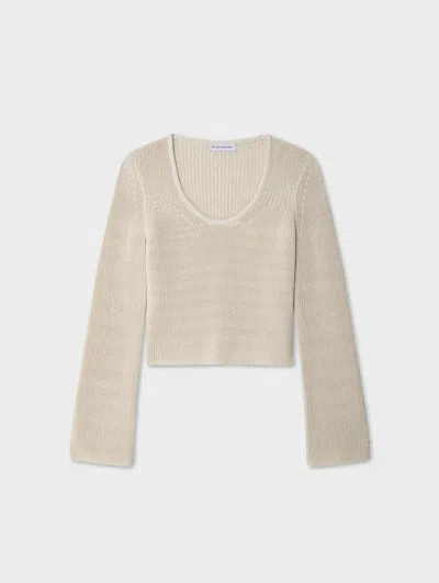 White & Warren Cotton Tape Fluted Top In Ecru In Neutral