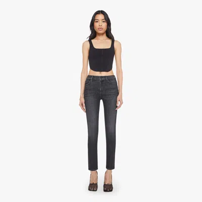 Mother Mid Rise Rambler Zip Flood Jeans In Spiked Hair Art Flair Spf In Black