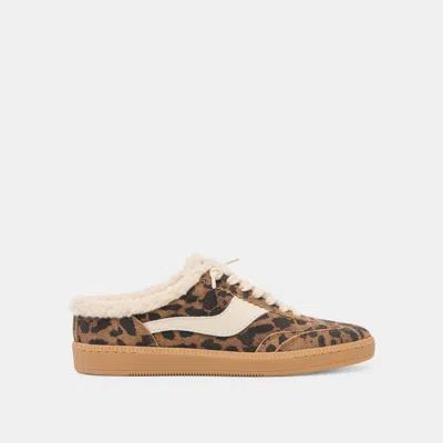 Dolce Vita Notice Slide Plush Sneakers Brown Leopard Printed Suede In Brown