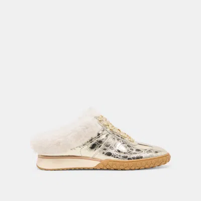 Dolce Vita Izzey Plush Sneakers Platinum Leather In Silver