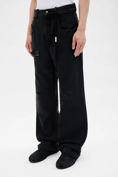 Ann Demeulemeester Ronald 5 Pocket Jeans With Printed Patches In Gray