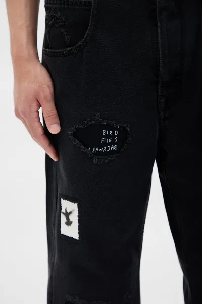 Ann Demeulemeester Ronald 5 Pocket Jeans With Printed Patches In Gray