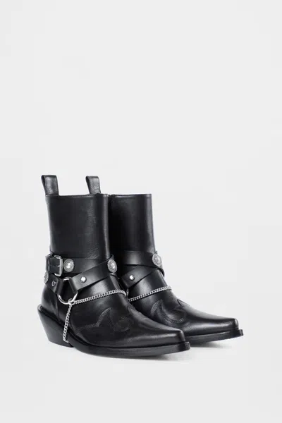 Ann Demeulemeester Ieva Santiags Ankle Boots In Black