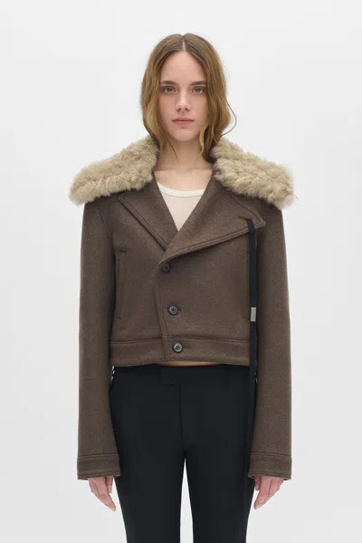 Ann Demeulemeester Wiebke Wool And Shearling Perfecto In Animal Print