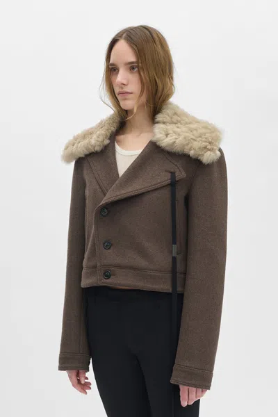 Ann Demeulemeester Wiebke Wool And Shearling Perfecto In Animal Print