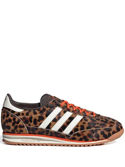 Adidas Originals Womens Adidas Sl 72 Leopard-print Suede And Mesh Low-top Trainers In Black