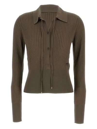 Fendi Slim-fitting Wool Polo Jumper Clothing In Brown