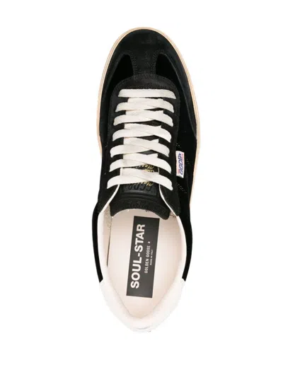 Golden Goose Men Soul-star Leather Sneakers In Black
