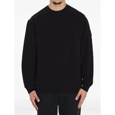 Stone Island Stretch Cotton Fleece Ghost Crewneck Sweatshirt In Black