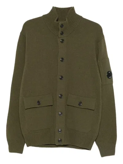 C.p. Company Knitwear Cardigan In Lambswool Grs Clothing In Green