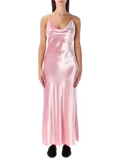 Alberta Ferretti Pink Velvet Slip Dress In Pink