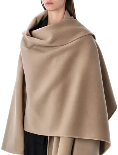 Alberta Ferretti Oversized Wool And Cashmere Cape In Brown