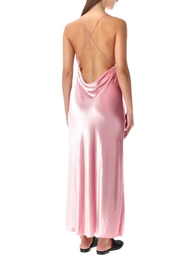 Alberta Ferretti Pink Velvet Slip Dress In Pink