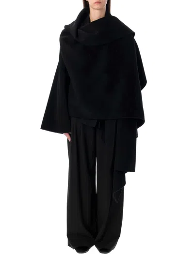 Alberta Ferretti Oversized Wool And Cashmere Cape In Black