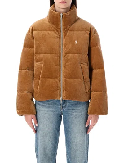 Polo Ralph Lauren Corduroy Short Down Jacket In Brown
