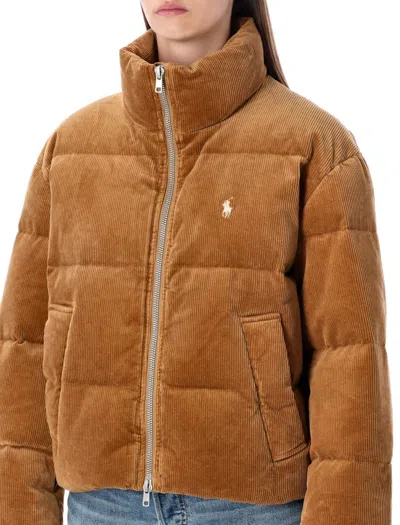 Polo Ralph Lauren Corduroy Short Down Jacket In Brown
