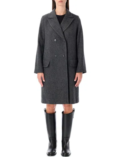 Apc A.p.c. Ginny Wool Double-breasted Coat In Gray