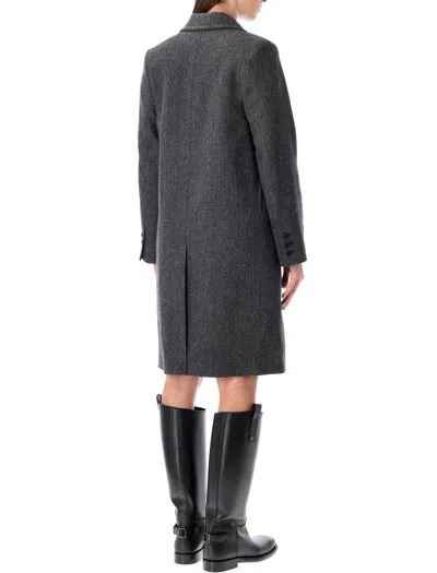 Apc A.p.c. Ginny Wool Double-breasted Coat In Gray