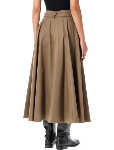 Burberry Beige Skirt With Adjustable Belt And Button Closure In Cotton Woman In Brown