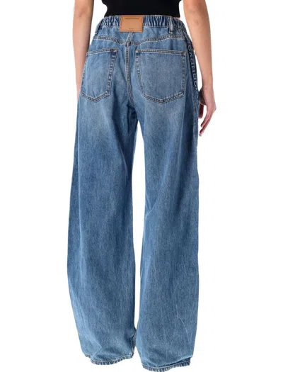 Alexander Wang Logo-embossed Denim Balloon Jogger Pants In Blue