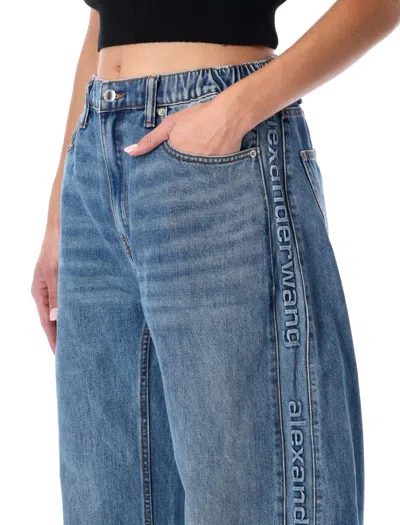 Alexander Wang Logo-embossed Denim Balloon Jogger Pants In Blue