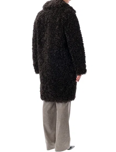 Stand Studio Camille Oversized Eco Shearling Coat In Black