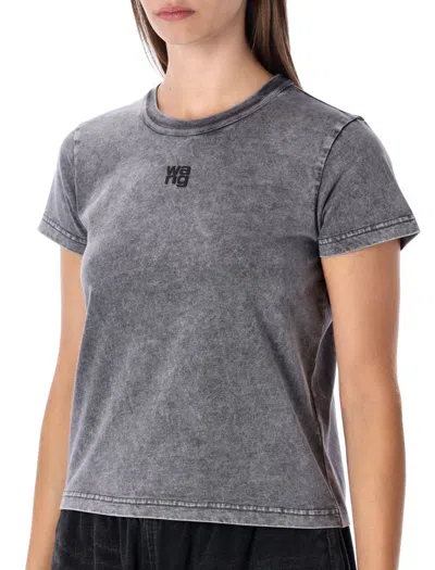 Alexander Wang T T By Alexander Wang Grey Délavé Cotton T-shirt With Logo In Gray