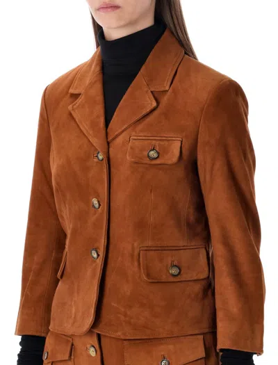 The Garment Suede Fitted Jacket In Brown
