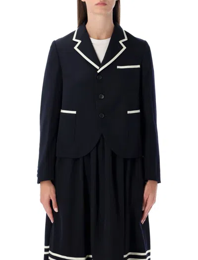 Comme Des Garçons Girl Wool Blazer With Contrast Trim In Black