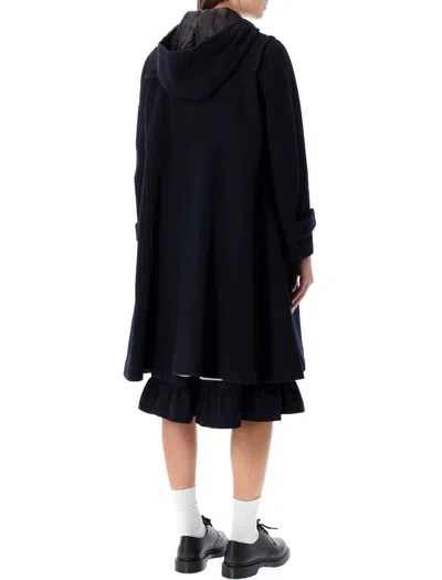 Comme Des Garçons Wool Duffle Coat With Hood And Pockets In Multi