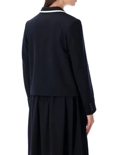 Comme Des Garçons Girl Wool Blazer With Contrast Trim In Black
