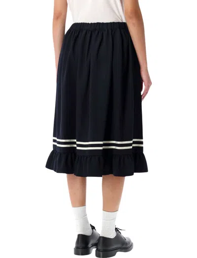 Comme Des Garçons Wool Midi Skirt In Blue