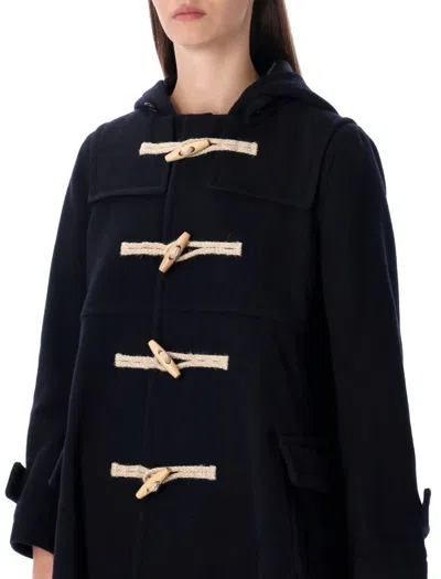 Comme Des Garçons Wool Duffle Coat With Hood And Pockets In Multi